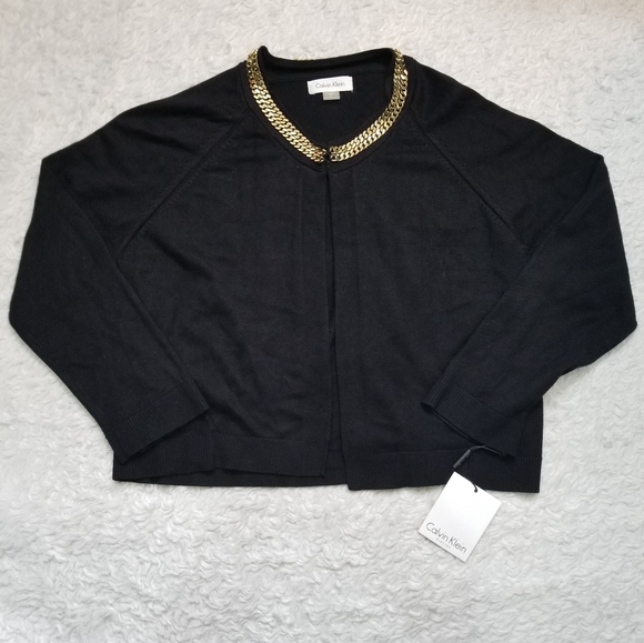 Calvin Klein Women Crop Top Gold Neckline NWT - Picture 1 of 6